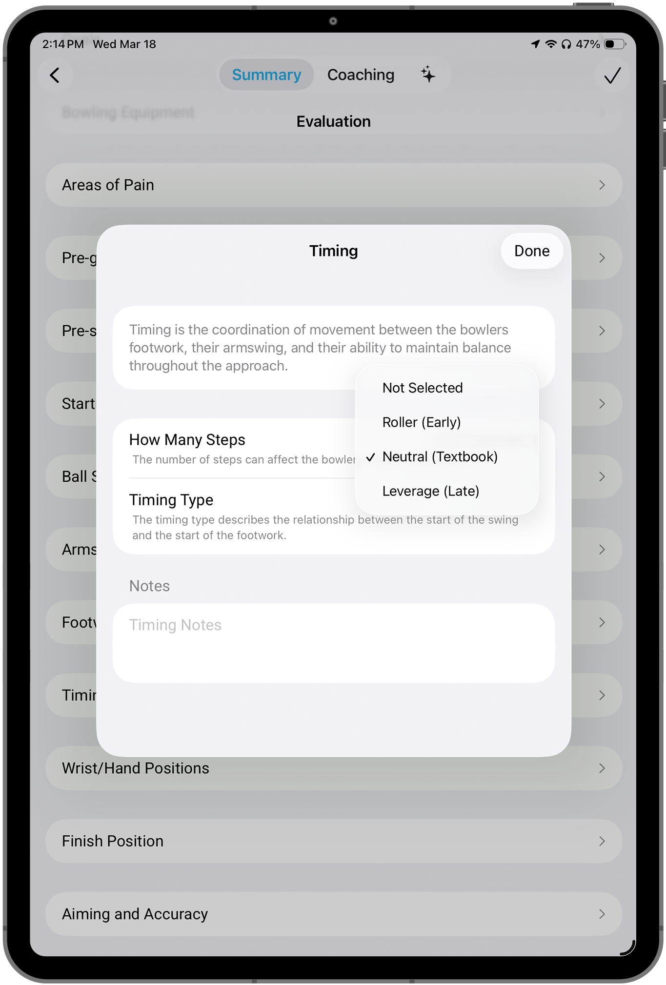 Evaluation Timing on iPad